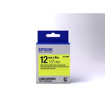 Epson kazeta etikiet fluorescenčná LK-4YBF čierna/žltá 12mm (9m)
