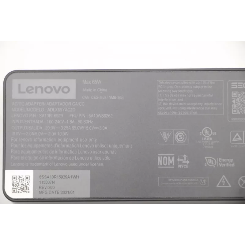 Lenovo 5A10W86262 napájací zdroj interiérový 65 W čierny
