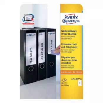 Avery L4761REV-20 samolepiaca etiketa zaoblený obdĺžnik odnímateľná biela 80 ks