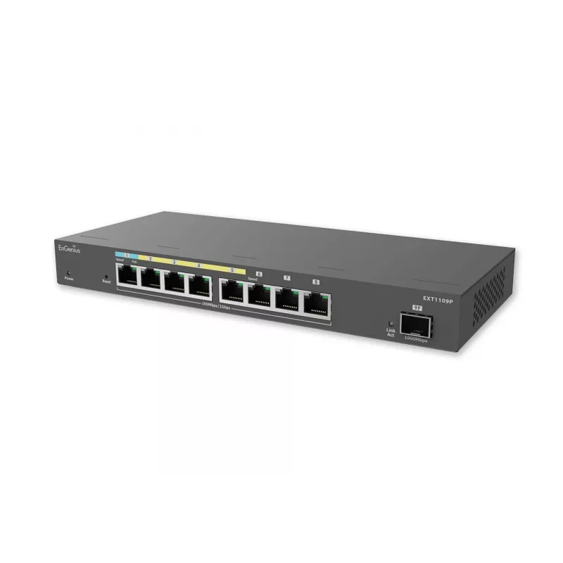 EnGenius Managed Switch Extender, inteligentný, 9-portový GbE, af/at/bt, PoE výkon závislý od výkonu PD portu