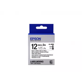 Epson kazeta etikiet tepelne odolná LK-4WBH čierna/biela 12mm (2m)