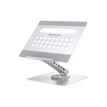 Conceptronic DONN27G, stojan na notebook, strieborná, hliník, 360°, USB 3.2 Gen 1 (3.1 Gen 1) Type-C, 5000 Mbit/s