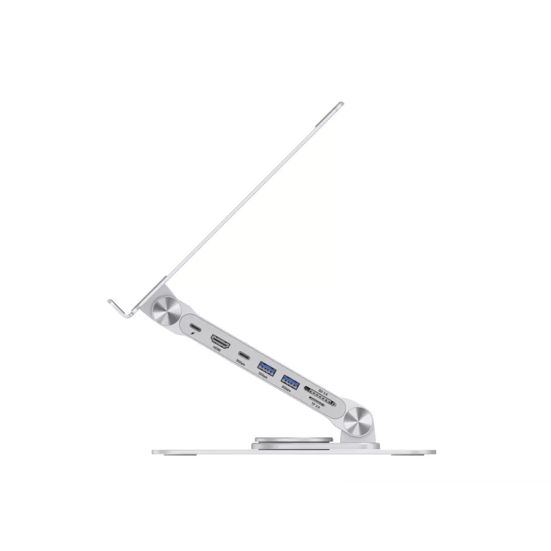 Conceptronic DONN27G, stojan na notebook, strieborný, hliník, 360°, USB 3.2 Gen 1 (3.1 Gen 1) Type-C, 5000 Mbit/s