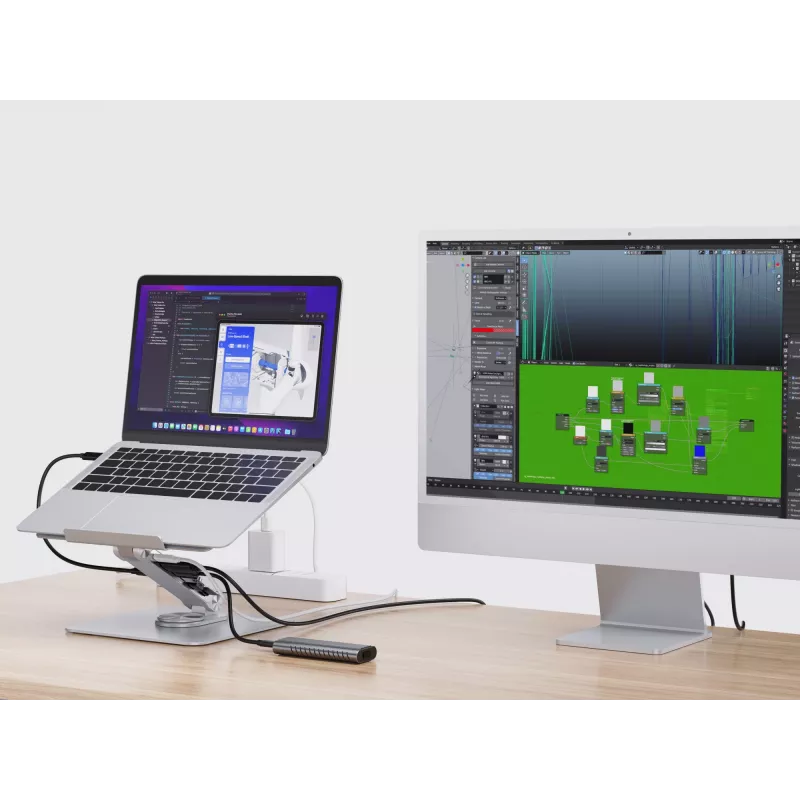 Conceptronic DONN27G, stojan na notebook, strieborný, hliník, 360°, USB 3.2 Gen 1 (3.1 Gen 1) Type-C, 5000 Mbit/s