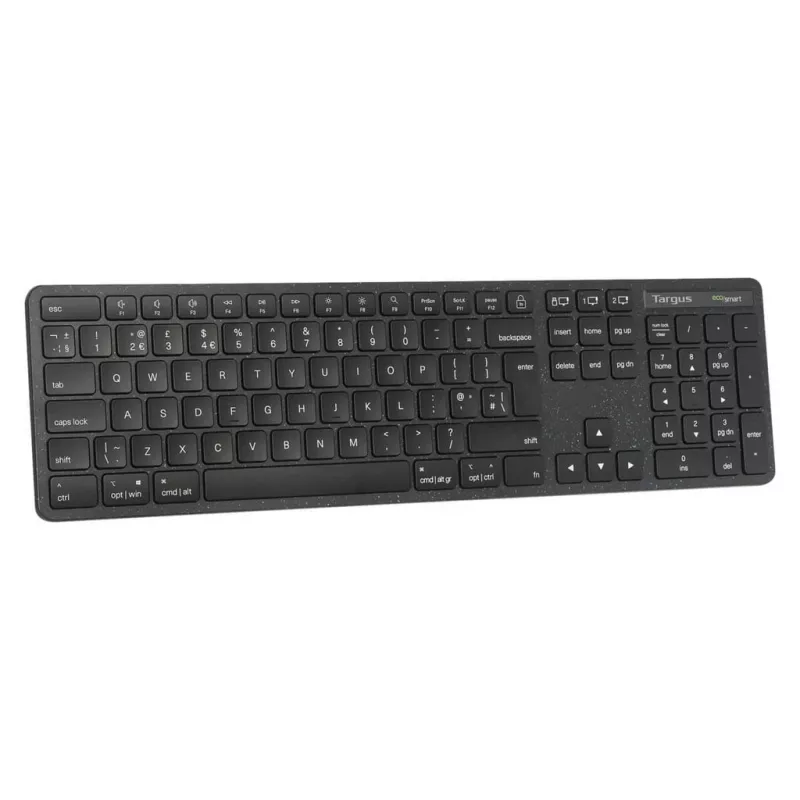 Targus EcoSmart AKB873UK klávesnica univerzálna RF Wireless + Bluetooth QWERTY UK angličtina čierna