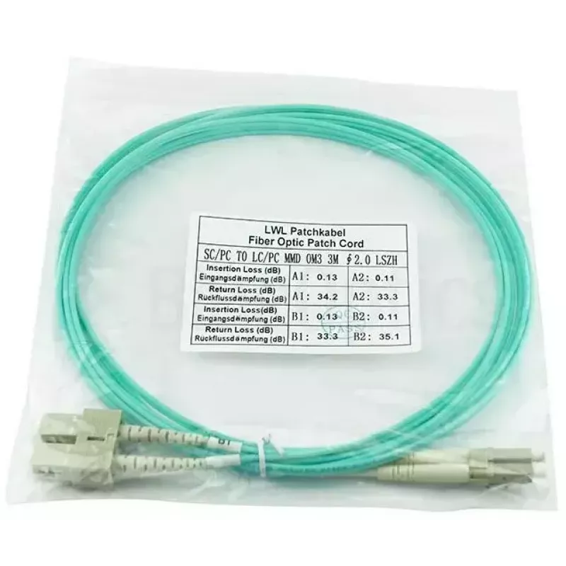 BlueOptics LC-SC multimode OM3 duplexný optický prepojovací kábel, LC-UPC/SC-UPC, 10 m, béžový (kompatibilný s Corning 055702T512000010M)