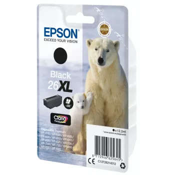 Epson Singlepack čierna 26XL Claria Premium Ink, vysoká (XL) výťažnosť, čierna, pigmentovaný atrament, 12,2 ml, 1 kus, 500 strán