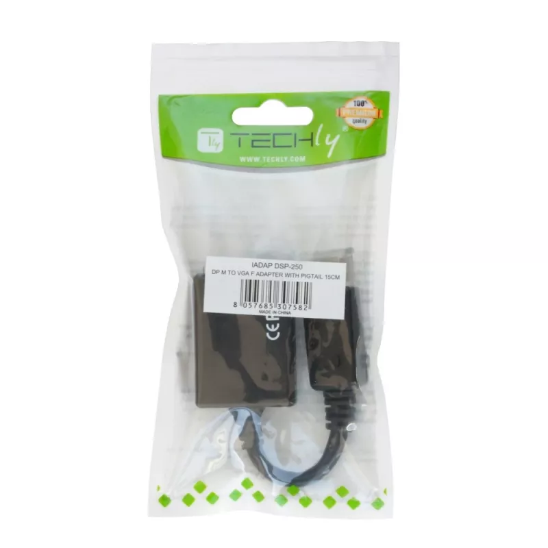 Techly DisplayPort DP na VGA adaptér M F IADAP DSP-250, 0,07 m, DisplayPort, 2 x VGA (D-Sub), samec, samica, 1920 x 1200 pixelov