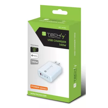 Techly IPW-PD140W-WH mobilná nabíjačka powerbanka, smartphone, tablet, univerzálna biela AC rýchle nabíjanie interiérová