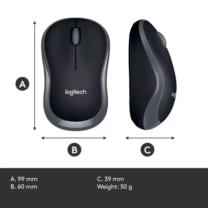 Myš Logitech M185 Swift Wireless sivá
