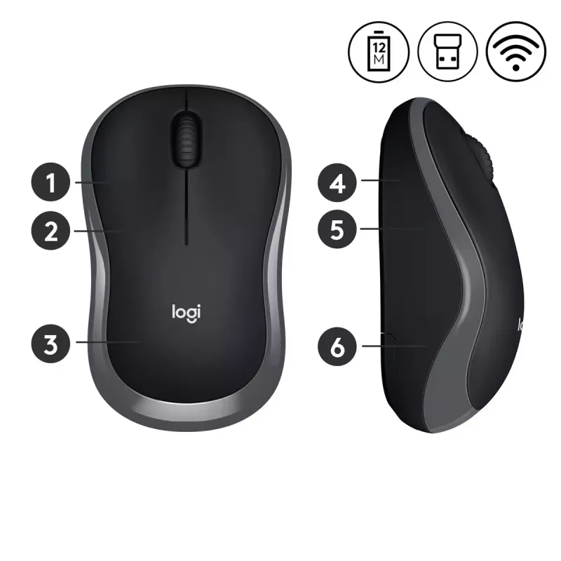 Myš Logitech M185 Swift Wireless sivá