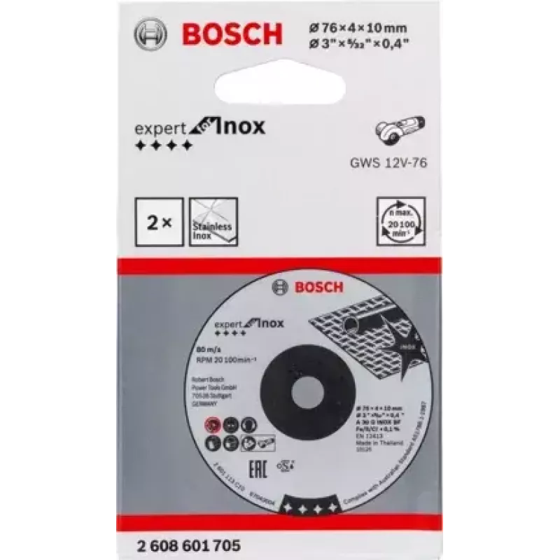 Bosch Expert for Inox brúsne kotúče, 76 x 4 x 10 mm, 2 ks