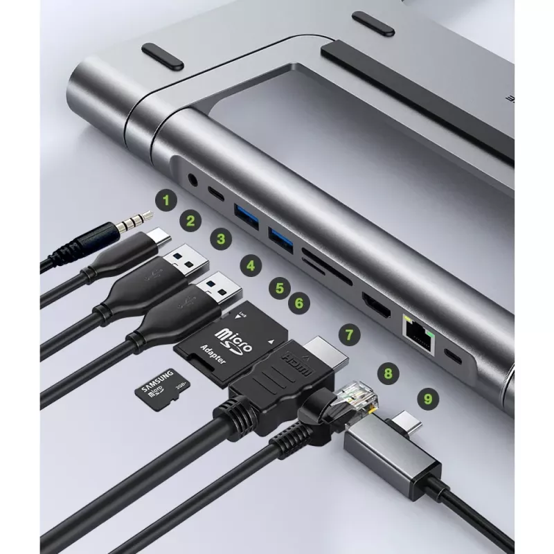 Techly ICA-NTB-DOCK91 káblový USB 3.2 Gen 1 (3.1 Gen 1) Type-C strieborný