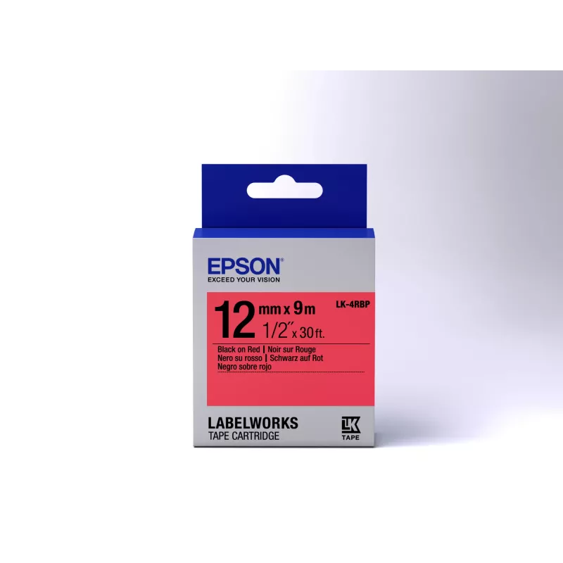 Epson kazeta etikiet Pastel LK-4RBP čierna/červená 12 mm (9 m)