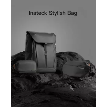 Cez rameno taška Inateck LB03014 — unisex polyester 900D, zips, 4 l, čierna