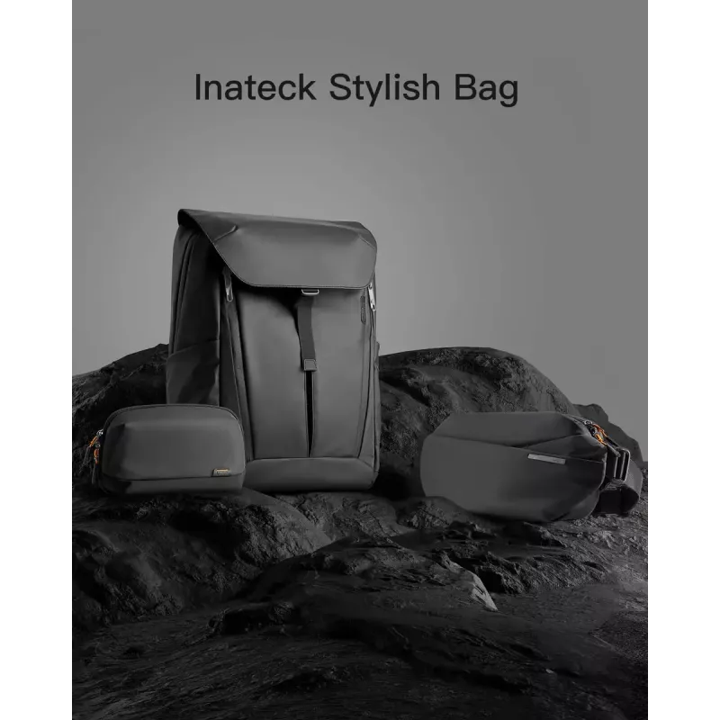 Cez rameno taška Inateck LB03014 — unisex polyester 900D, zips, 4 l, čierna