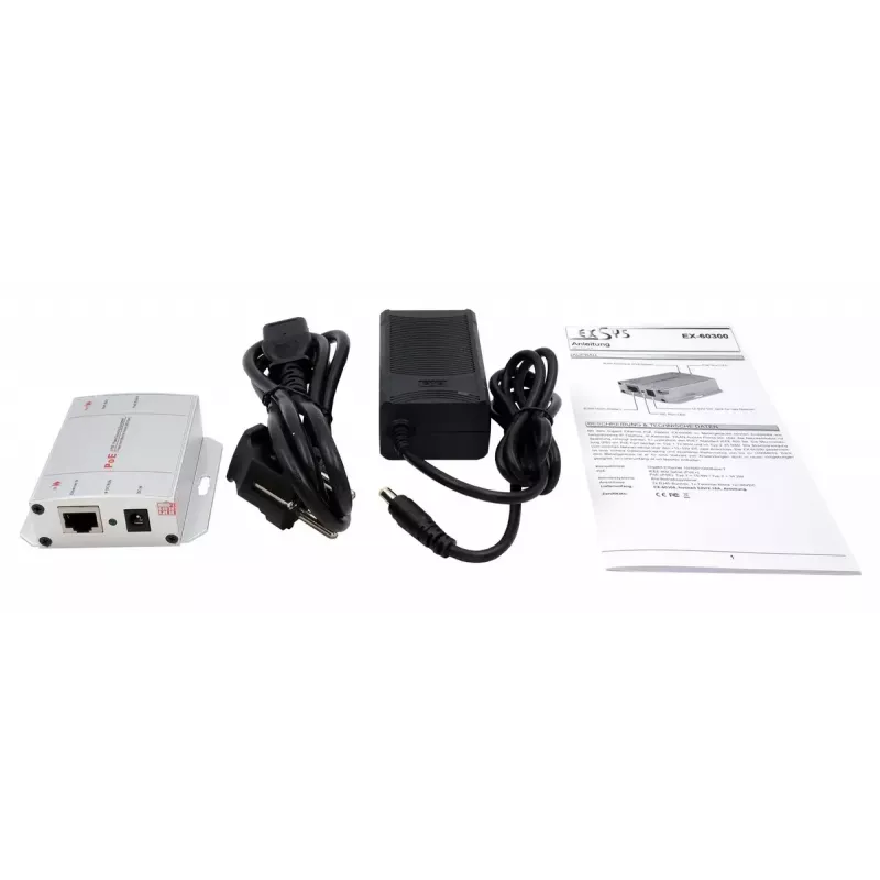 EXSYS EX-60300 PoE+ Gigabit Injector 60W, vstup DC od +12V do +32V