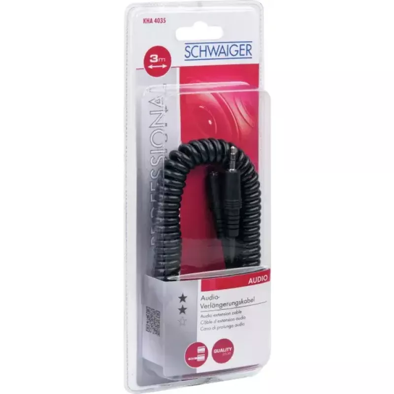Audio kábel Schwaiger KHA4035 3m 3,5mm konektor samica na samica čierny