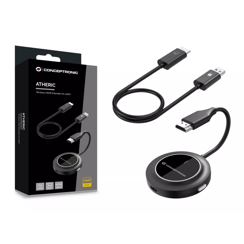 Bezdrôtová sada HDMI extender CONCEPTRONIC ATHERIC02B – dongle, HDMI/USB, 1080p (1920x1080), napájaný cez USB