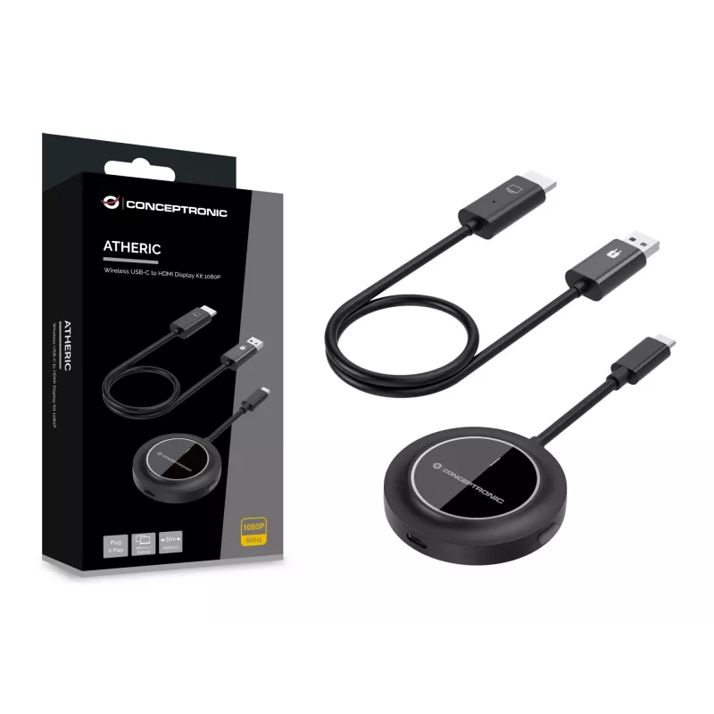 Conceptronic ATHERIC01B bezdrôtová sada USB-C na HDMI displej 1080P