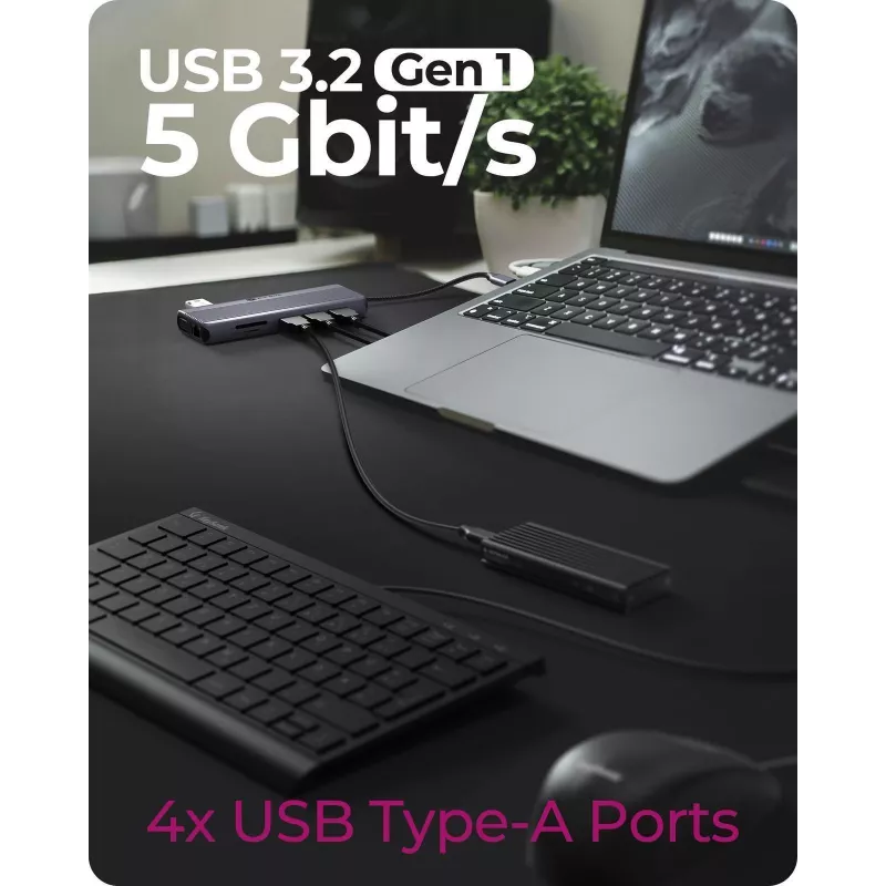 ICY BOX IB-DK4062-CPD káblový USB 3.2 Gen 1 (3.1 Gen 1) Type-C antracit