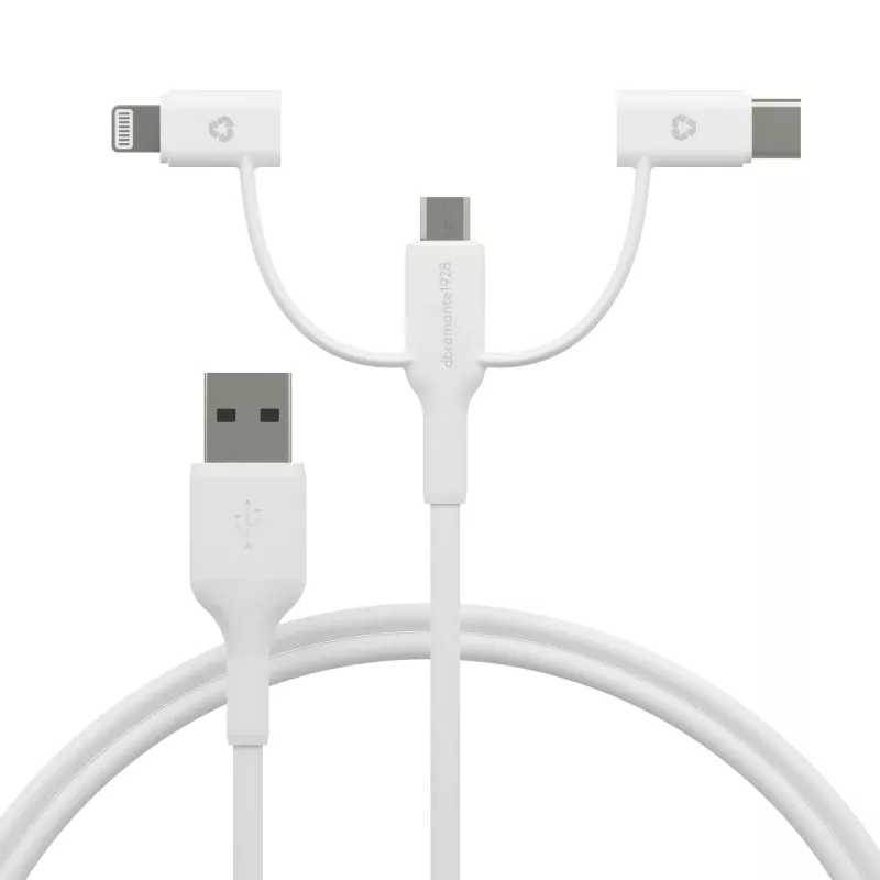 dbramante1928 re-charge - 3-in-1 kábel – USB-A na USB-A, C & Lightning - biely