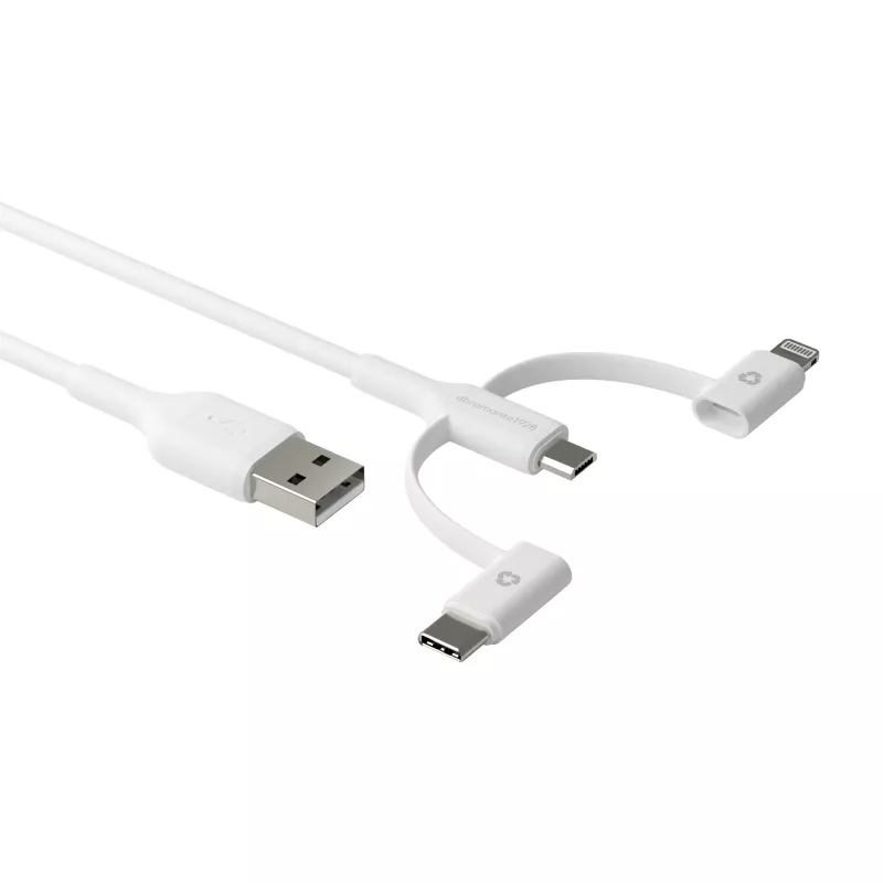 dbramante1928 re-charge - 3-in-1 kábel – USB-A na USB-A, C & Lightning - biely