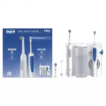 Oral-B ústna sprcha Health Center dospelí rotačno-oscilačná zubná kefka modrá, biela