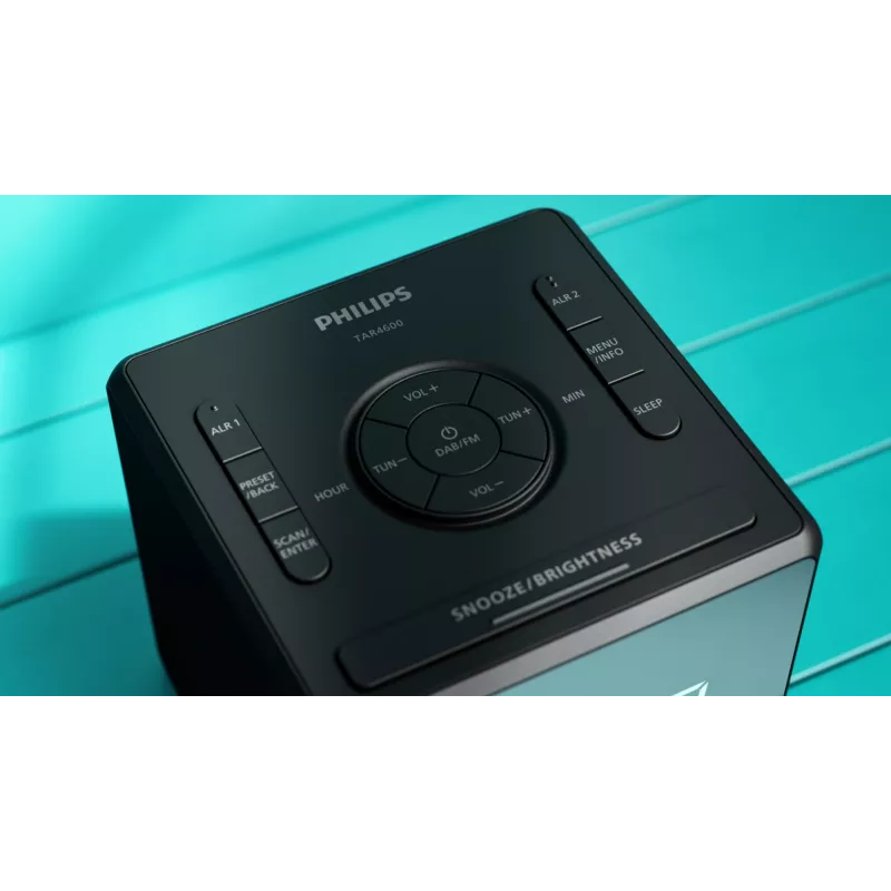 Digitálny budík Philips TAR4600/10 čierny LCD AC/batéria