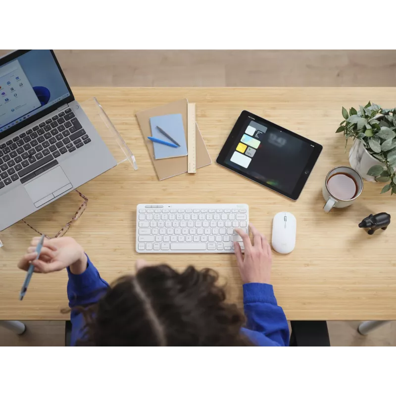 Sada klávesnice a myši TRUST Lyra Mini Wireless QWERTZ (RF + Bluetooth) biela, nemecké rozloženie