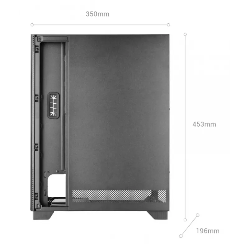PC skriňa TACENS MARS MC-PULSAR LCD ATX Midi Tower, tvrdené sklo, predný LCD, USB-C, podporuje GPU 33,2 cm