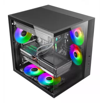 PC skriňa TACENS Mars Gaming MCV-ONE Midi Tower – čierna, ATX/Micro-ATX/Mini-ITX, tvrdené sklo, podporuje 120 mm ventilátory