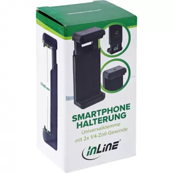 InLine univerzálny držiak na mobil pre selfie tyče a statívy čierny
