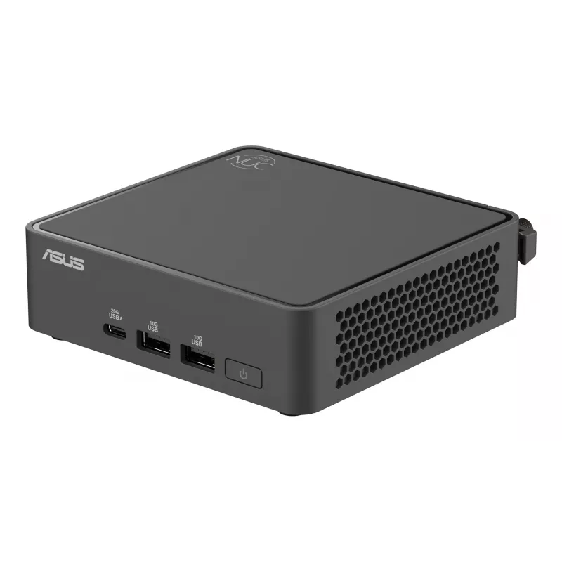Mini PC barebone ASUS NUC 15 Pro tenký kit RNUC15CRKI300000 — Core 3 100U až do 4,7 GHz, bez RAM, Intel Graphics, Wi‑Fi 6/7, Bluetooth 5.4, 1Gb + 2.5Gb Ethernet, čierny