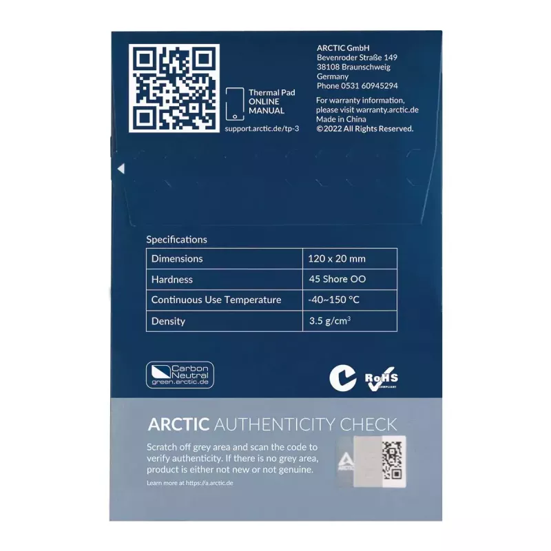 ARCTIC TP-3 Premium Performance teplovodivá podložka 120 x 20 mm, 1 mm