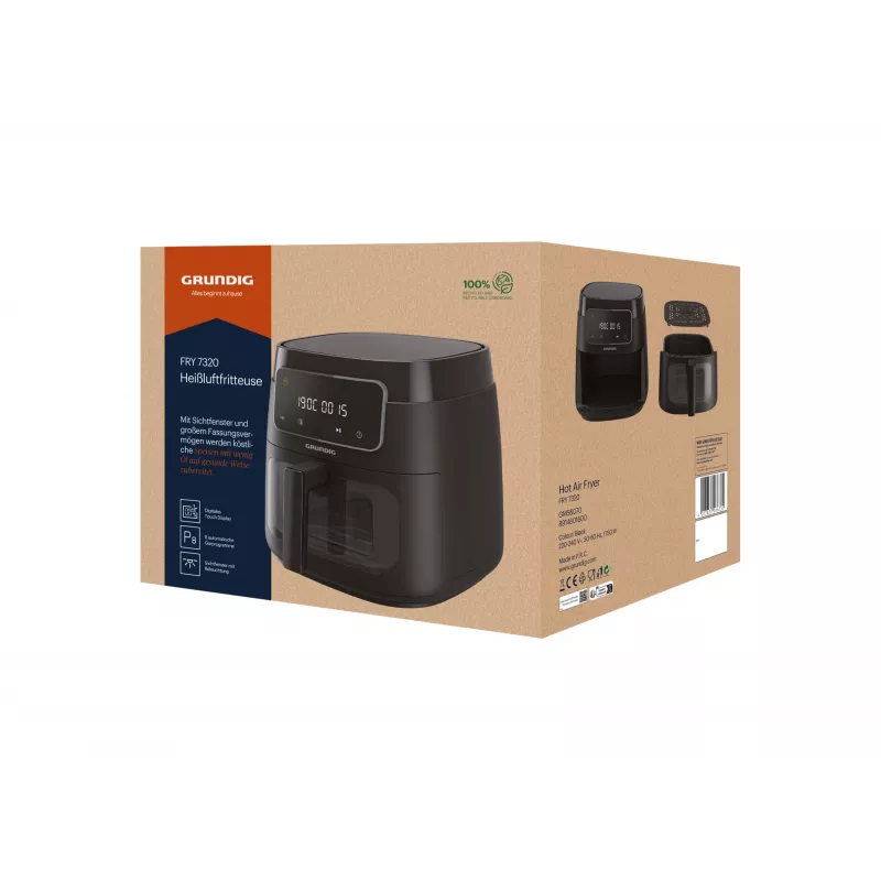 Grundig FRY 7320 samostatná 7,6 L stojanová 1900 W teplovzdušná fritéza čierna