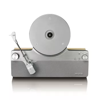 Gramofón s remienkovým pohonom Lenco LSA-071SI, plne automatický, sivý, Bluetooth, 3,5 mm, 10 W