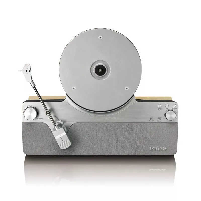 Gramofón s remienkovým pohonom Lenco LSA-071SI, plne automatický, sivý, Bluetooth, 3,5 mm, 10 W