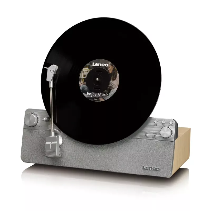 Gramofón s remienkovým pohonom Lenco LSA-071SI, plne automatický, sivý, Bluetooth, 3,5 mm, 10 W