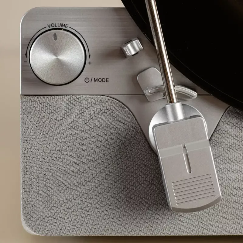 Gramofón s remienkovým pohonom Lenco LSA-071SI, plne automatický, sivý, Bluetooth, 3,5 mm, 10 W