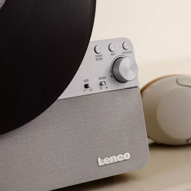 Gramofón s remienkovým pohonom Lenco LSA-071SI, plne automatický, sivý, Bluetooth, 3,5 mm, 10 W