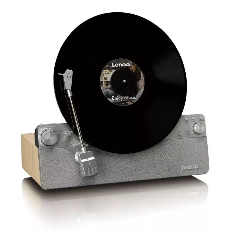Gramofón s remienkovým pohonom Lenco LSA-071SI, plne automatický, sivý, Bluetooth, 3,5 mm, 10 W