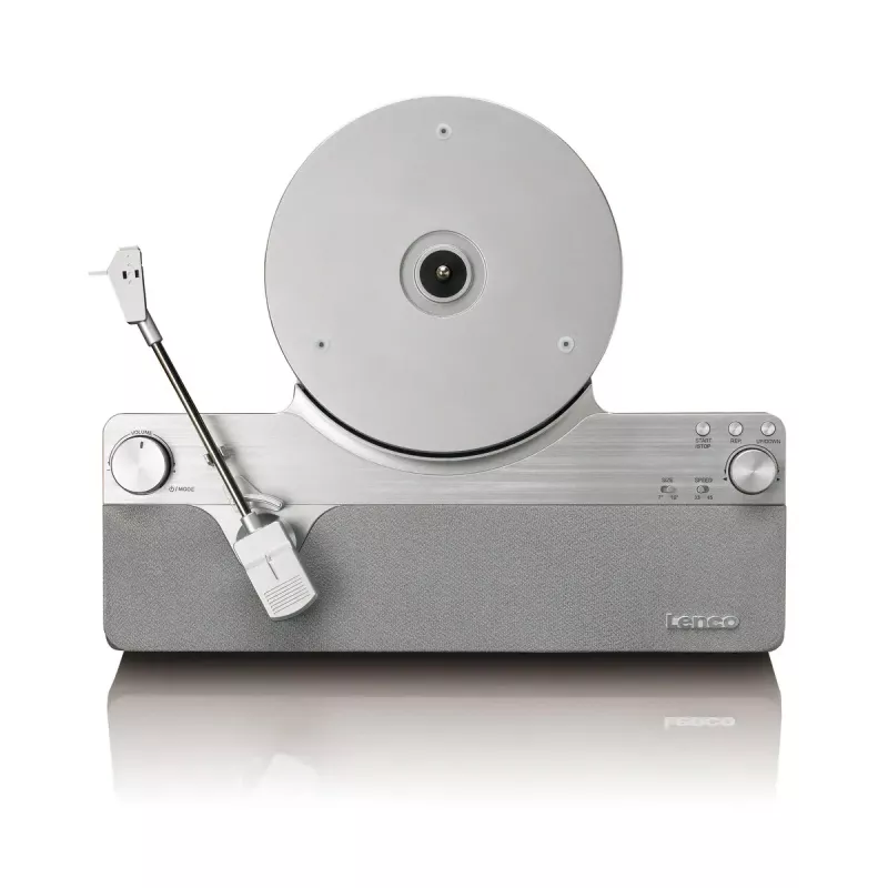 Gramofón s remienkovým pohonom Lenco LSA-071SI, plne automatický, sivý, Bluetooth, 3,5 mm, 10 W