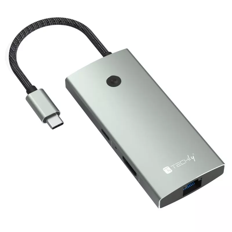 Techly IUSB32C-HUB6HPDI rozhranie hub USB 3.2 Gen 1 (3.1 Gen 1) Type-C 5000 Mbit/s hliník