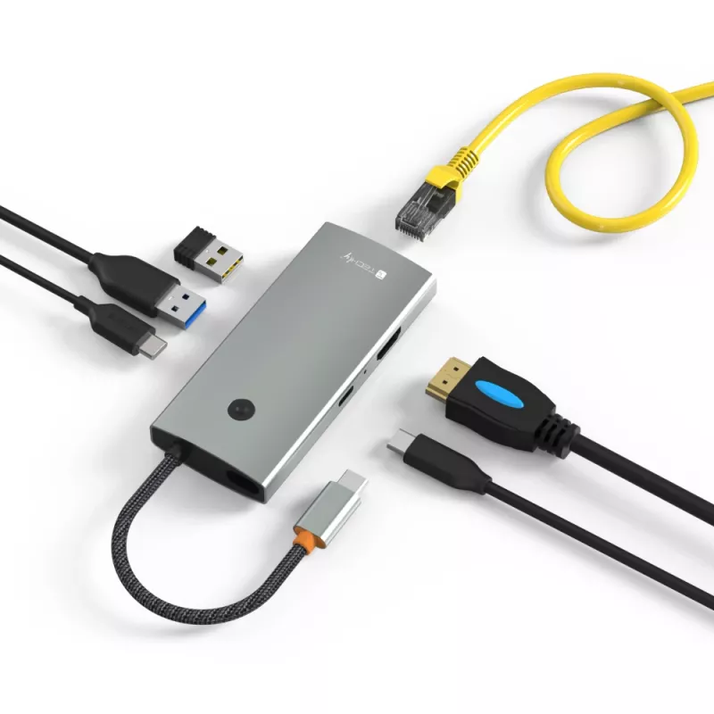 Techly IUSB32C-HUB6HPDI rozhranie hub USB 3.2 Gen 1 (3.1 Gen 1) Type-C 5000 Mbit/s hliník