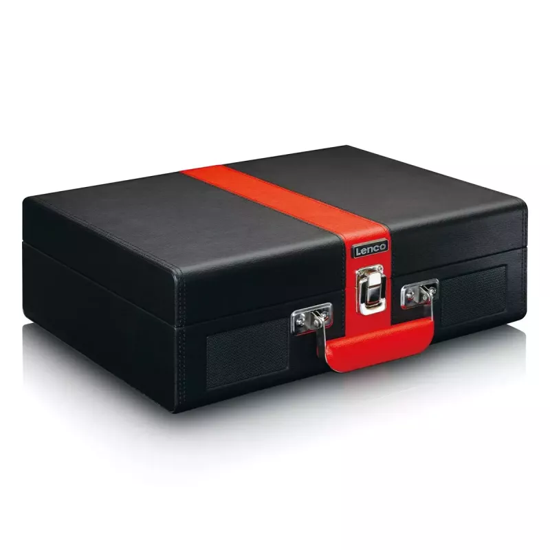 Remienkový audio gramofón Lenco TT-110 čierny červený poloautomatický