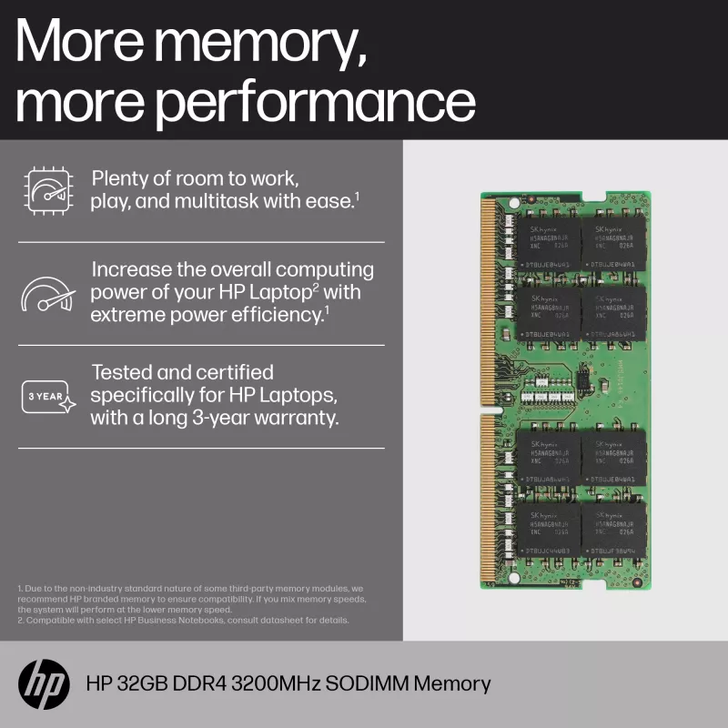 HP 8GB DDR4 3200 SODIMM pamäť, Business, Windows 10, Windows 11, 70 mm, 30 mm, 1,5 mm, 8 g