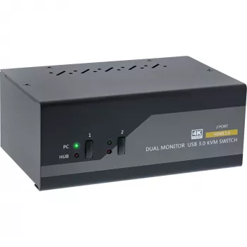 KVM desktop prepínač InLine 62652I 2-port dual monitor HDMI 4K USB 3.0 audio
