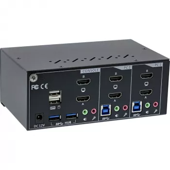 KVM desktop prepínač InLine 62652I 2-port dual monitor HDMI 4K USB 3.0 audio