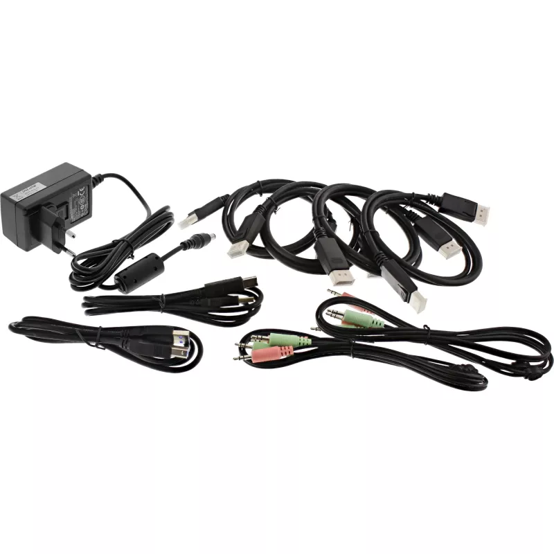 InLine KVM desktop prepínač, 2-port, dual-monitor DP 1.2, 4K, USB 3.0, audio